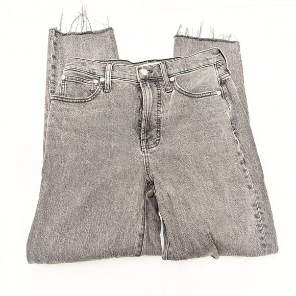 Madewell The Perfect Vintage Charcoal Gray Acid Wash Denim Jeans Raw Hem Size 25 - Picture 4 of 10